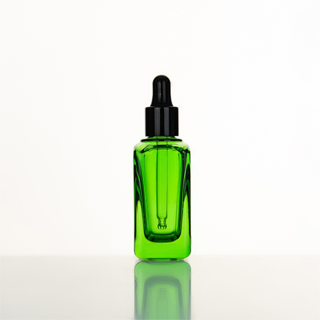 30ml Clear Square Pink, Glass Dropper Bottle french square glass serum dropper bottle with bamboo lid/