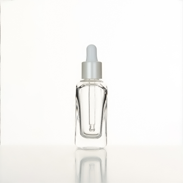 30ml Clear Square Pink, Glass Dropper Bottle french square glass serum dropper bottle with bamboo lid/