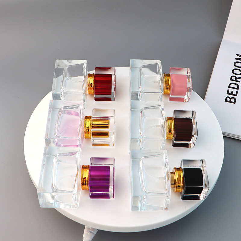 30ml Clear empty perfume spray glass bottle with colorful cap
