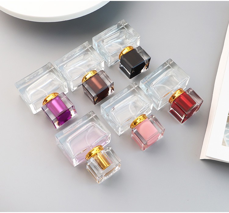 30ml Clear empty perfume spray glass bottle with colorful cap