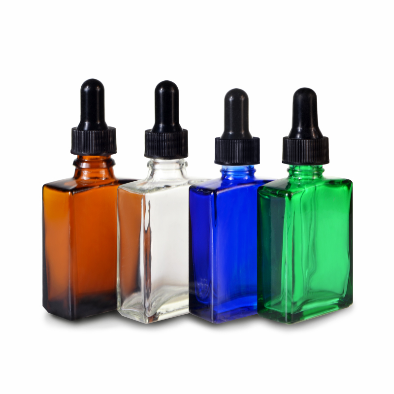 30ml Empty Clear rectangle Glass Dropper Bottles Dropper Pipette Cap