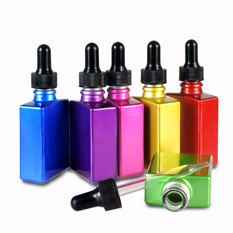 30ml Empty Clear rectangle Glass Dropper Bottles Dropper Pipette Cap
