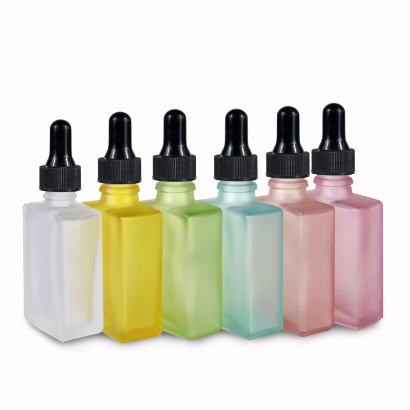 30ml Empty Clear rectangle Glass Dropper Bottles Dropper Pipette Cap