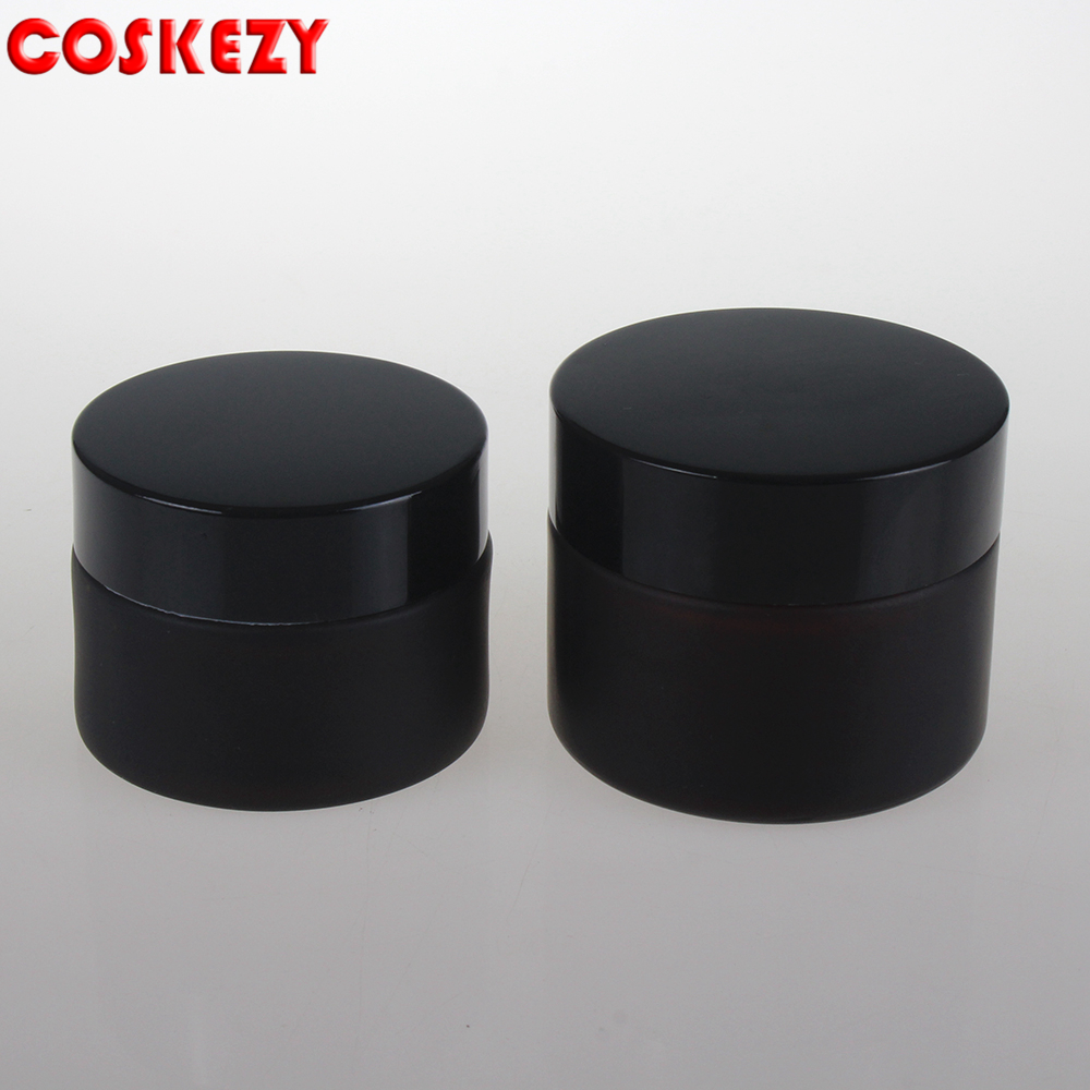 30ml Empty Packaging Wooden Lid High Quality Wholesale Cosmetic Glass Cream Container 20g 50g Matte Black Glass Cream Jar