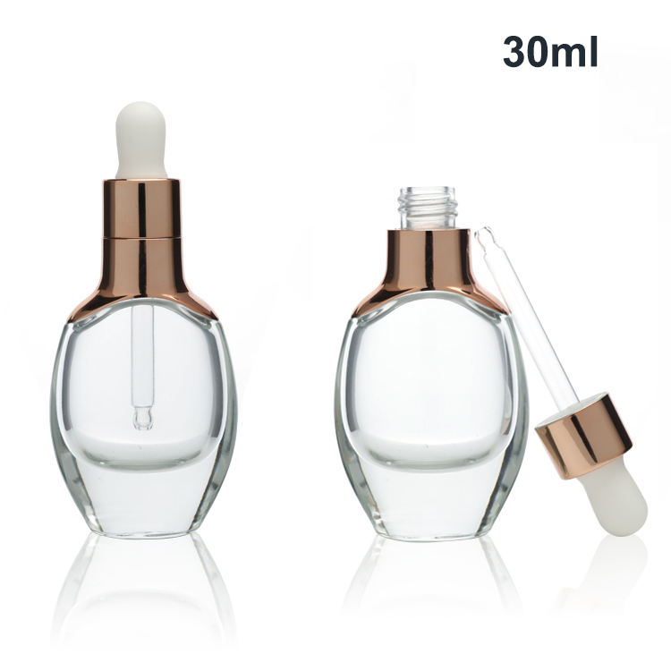 30ml Empty Unique Serum Glass Dropper Bottle for Cosmetic Oil Packaging