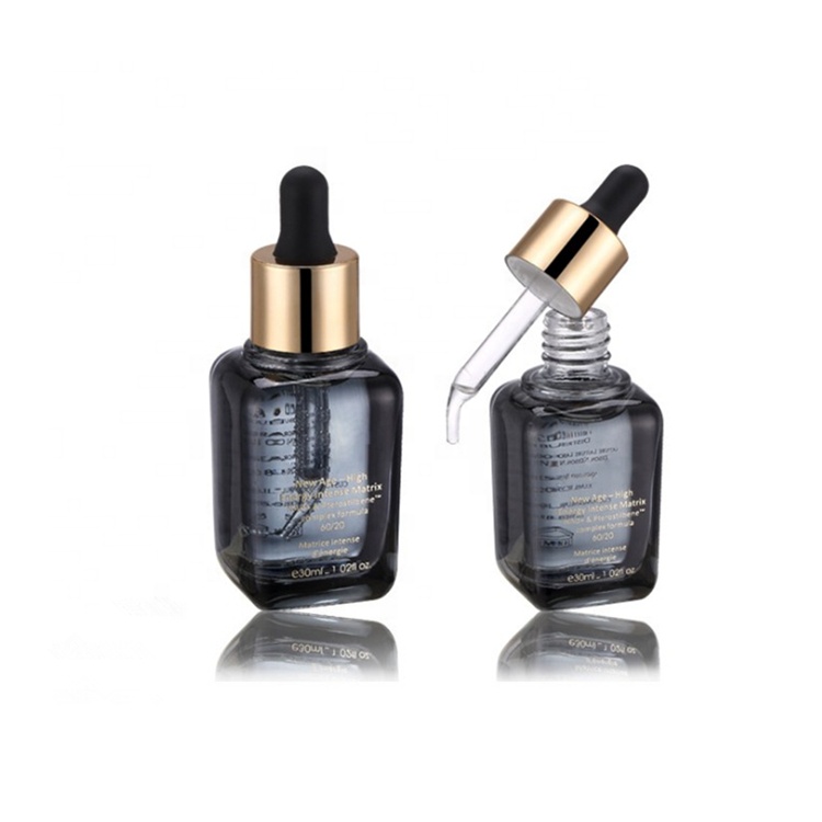 30ml Entry Lux Square Customized Essential Oil Glass Bottles with Pipette Droppers