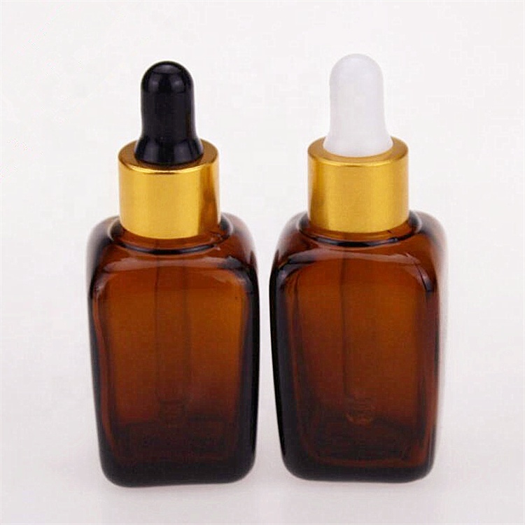 30ml Entry Lux Square Customized Essential Oil Glass Bottles with Pipette Droppers