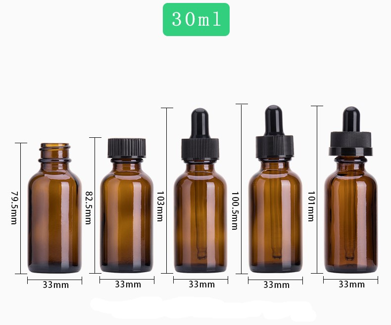 30ml Essential Oil Bottle Amber Glass Bottle With Black Plastic Dropper
