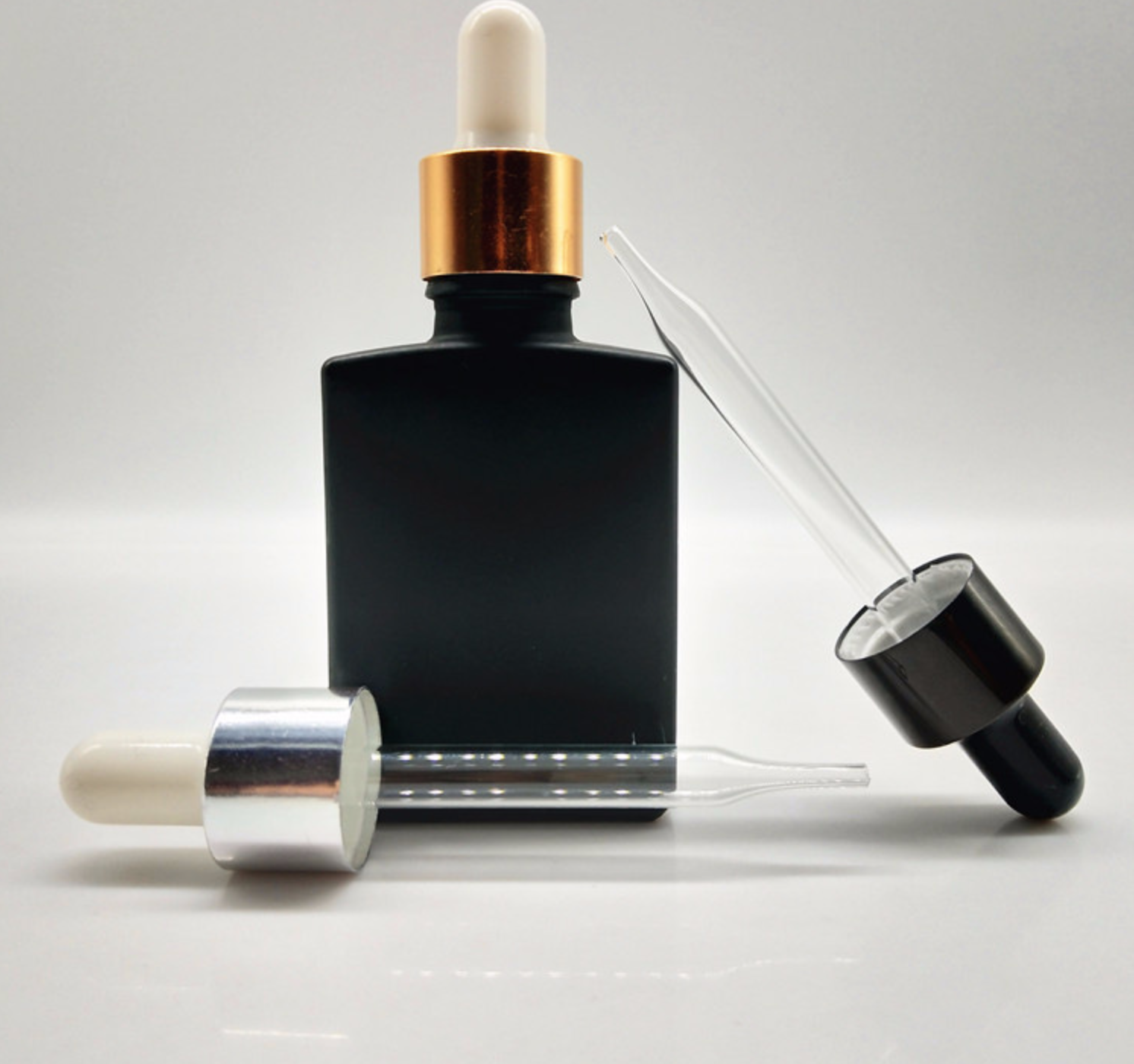 30ml Flat Square Essential Oil Dropper Glass Bottle For Perfume