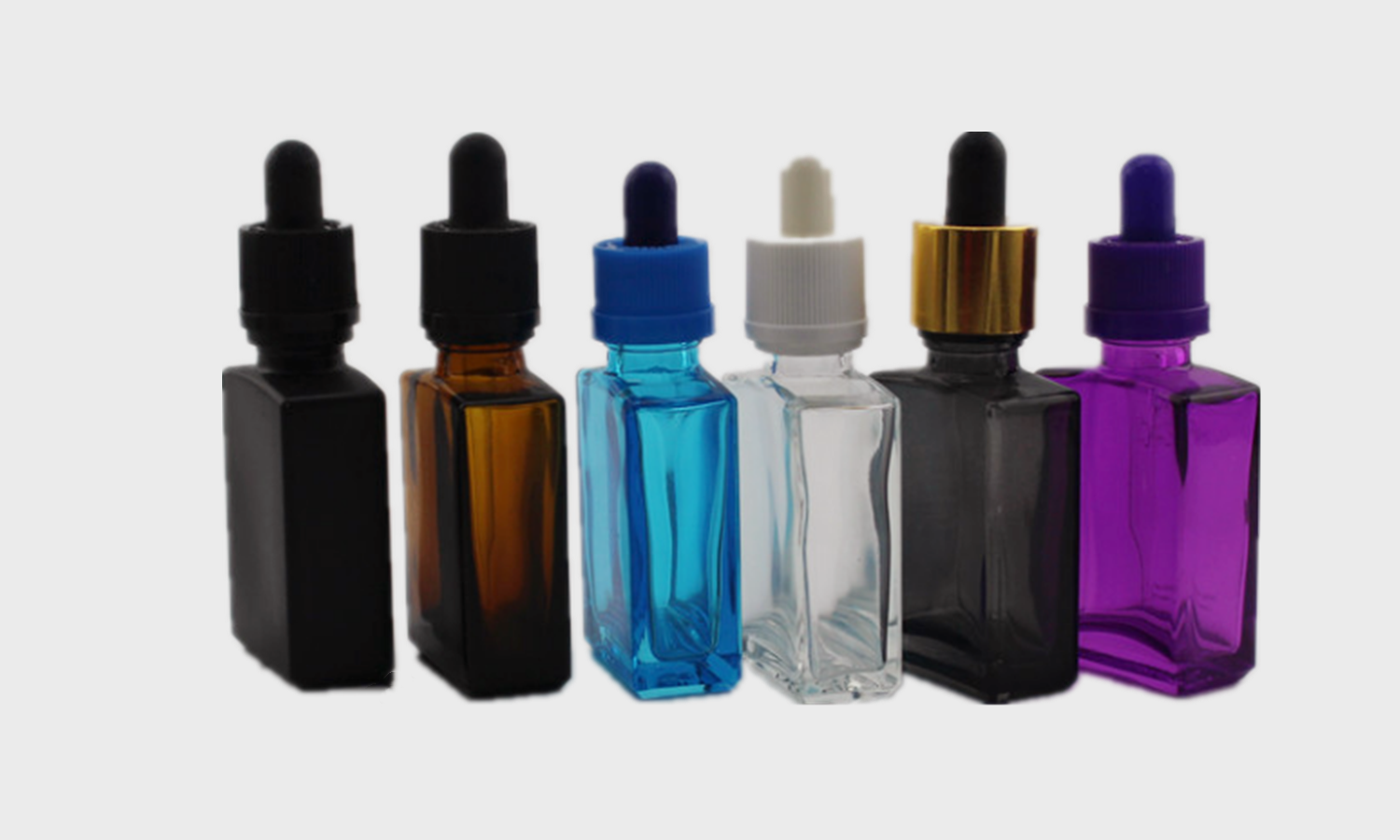 30ml Flat Square Essential Oil Dropper Glass Bottle For Perfume