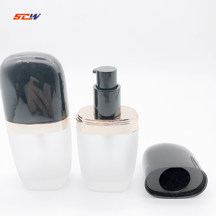30ml Foundation Liquid Bottle Cosmetics Pressure Pump Transparent Glass Foundation Bottle