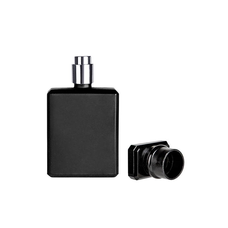 30ml Frosted clear black rectangular luxury custom refillable wholesale glass empty spray perfume bottle
