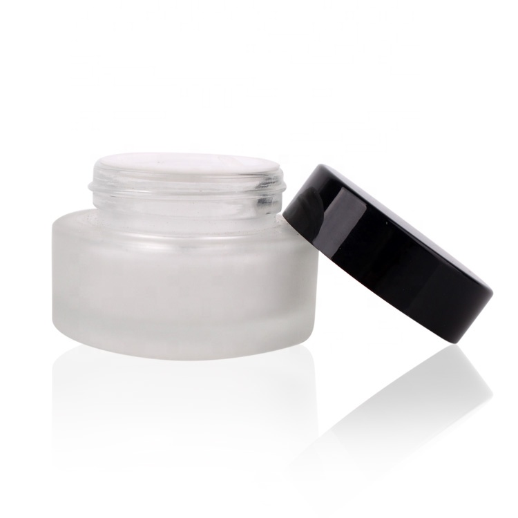 30ml Frosted cosmetic glass container glass eye cream jar with plastic screw cap