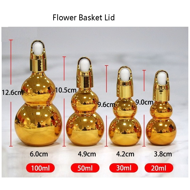 30ml Galvanized Gourd Bottle Essential Oil Bottle Flower Basket Lid Glass Dropper Bottle