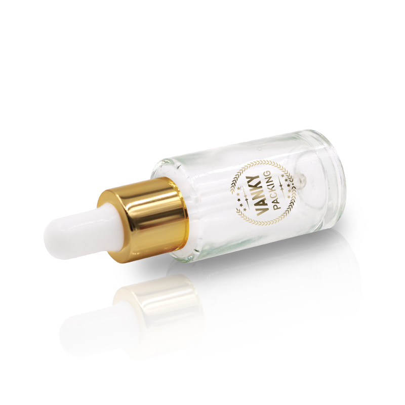 30ml Glass Bottles Wholesale Cosmetic Clear High End Thick Bottom With PETG Dropper And TPE Rubber