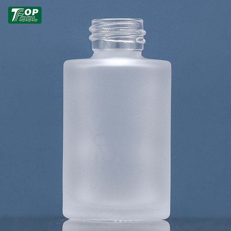 30ml Gold Silver Shoulder Match Round Oil Serum Clear Frosted Cosmetic Dropper Bottle