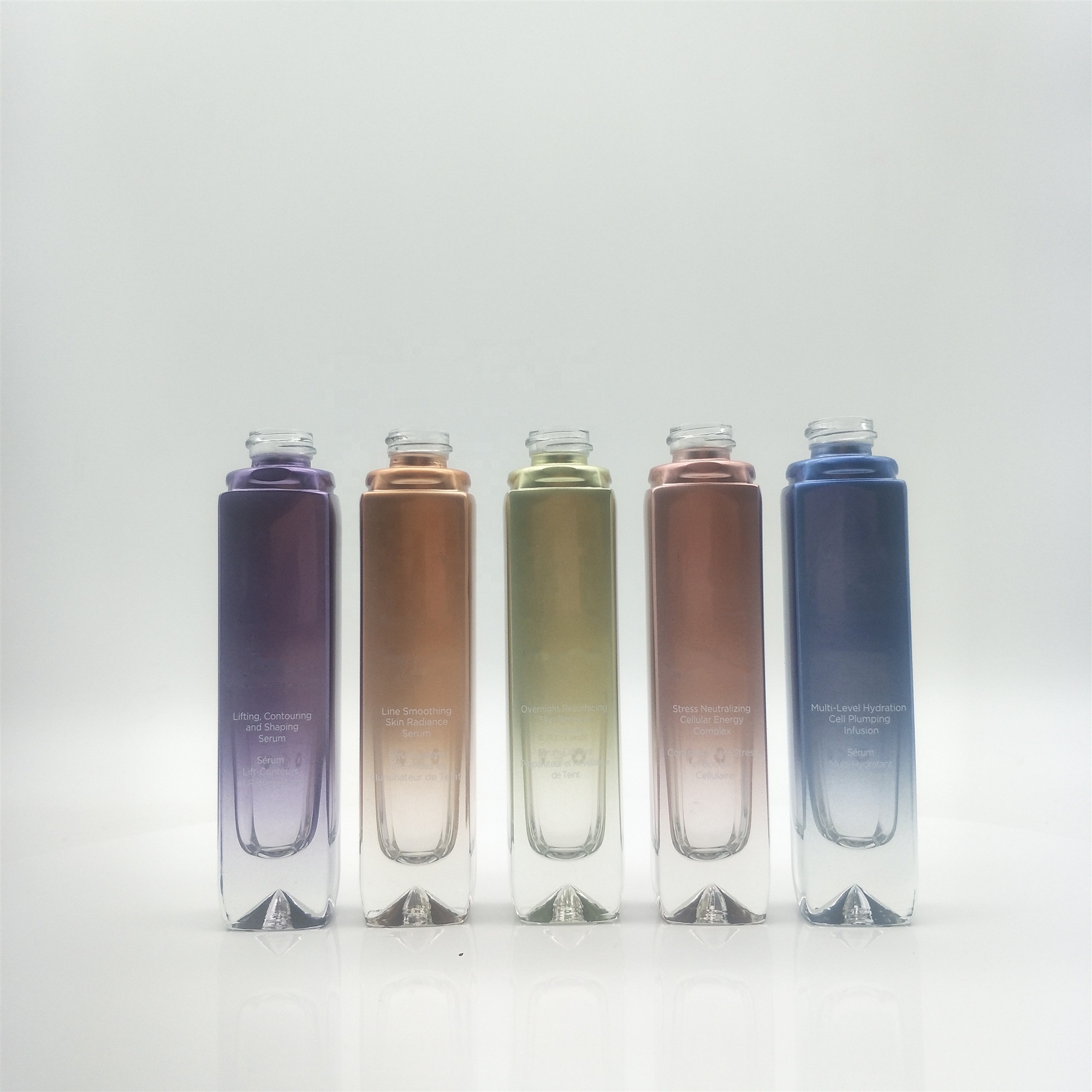 30ml High quality square glass cosmetic lotion pump bottle