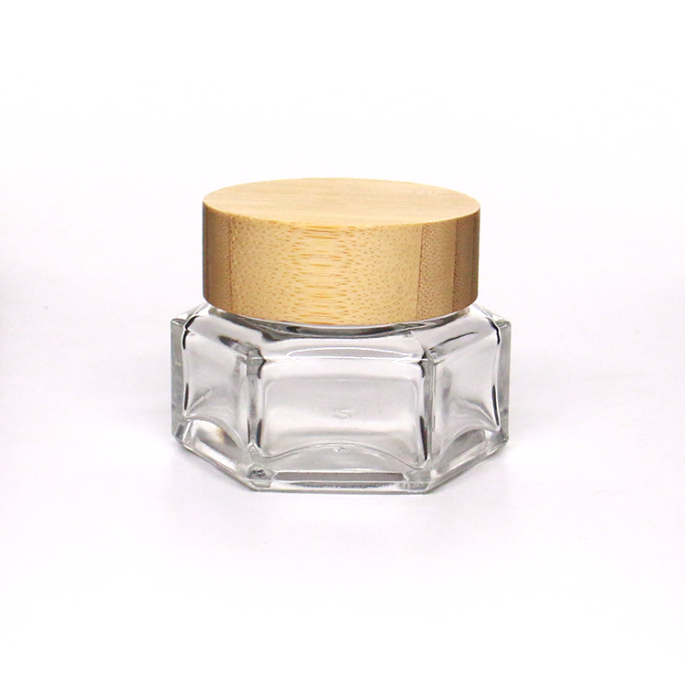 30ml Hot Sale Cosmetics Packaging Hex Glass Gel Jar Whitening Cream Jar For Face Gel 30g