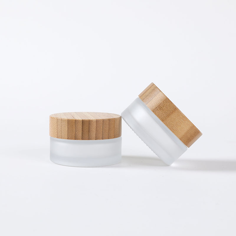 30ml Hotsell clear frostd glass cream jar with bamboo lid glass cosmetic jar