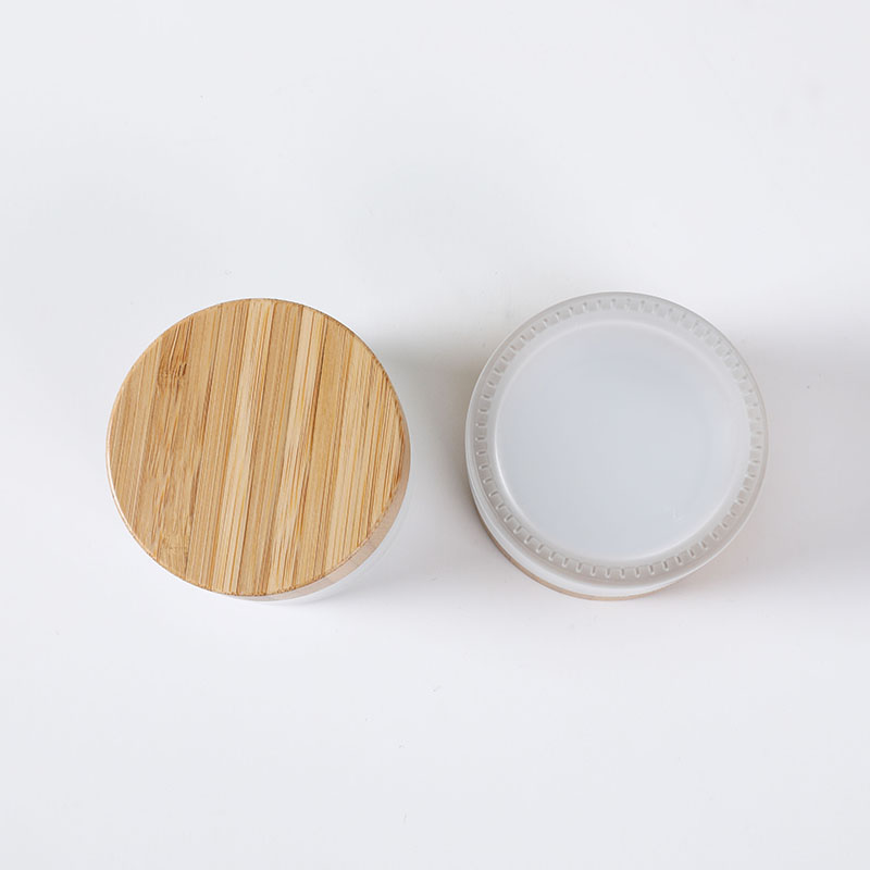 30ml Hotsell clear frostd glass cream jar with bamboo lid glass cosmetic jar
