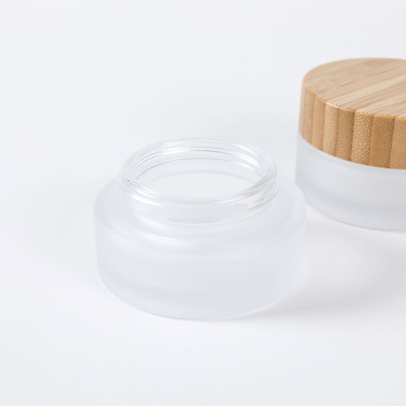 30ml Hotsell clear frostd glass cream jar with bamboo lid glass cosmetic jar
