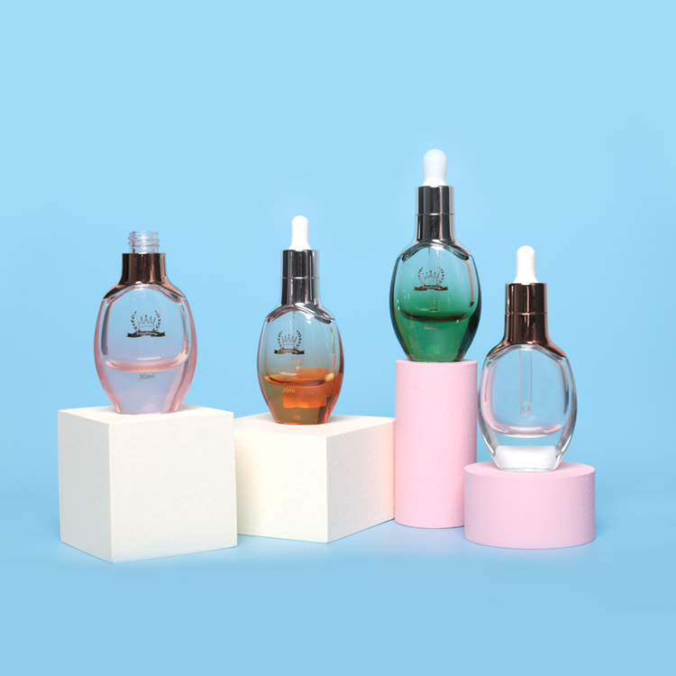 30ml Luxury Empty Clear Cosmetic Packaging Serum Glass Dropper Bottle Container