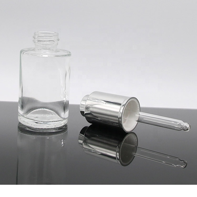 30ml Luxury empty cosmetic frosted clear amber glass essential oil bottle serum dropper bottle