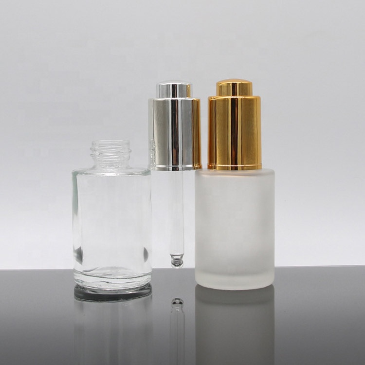 30ml Luxury empty cosmetic frosted clear amber glass essential oil bottle serum dropper bottle