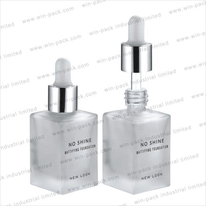 30ml New Design Square Cosmetic Glass Bottle Set Manufacturers Dropper Skin Care Cream Screen Printing Personal Care
