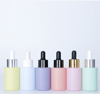 30ml Pastel Colored Flat Shoulder Glass Dropper Bottles Essential Oil Bottle Customize 30ml 50ml Frosted Cosmetic Bottle