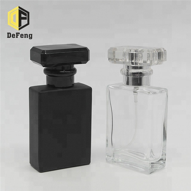 30ml Rectangle clear black perfume glass bottle glass perfume spray bottle