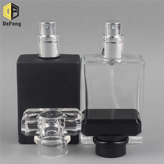 30ml Rectangle clear black perfume glass bottle glass perfume spray bottle