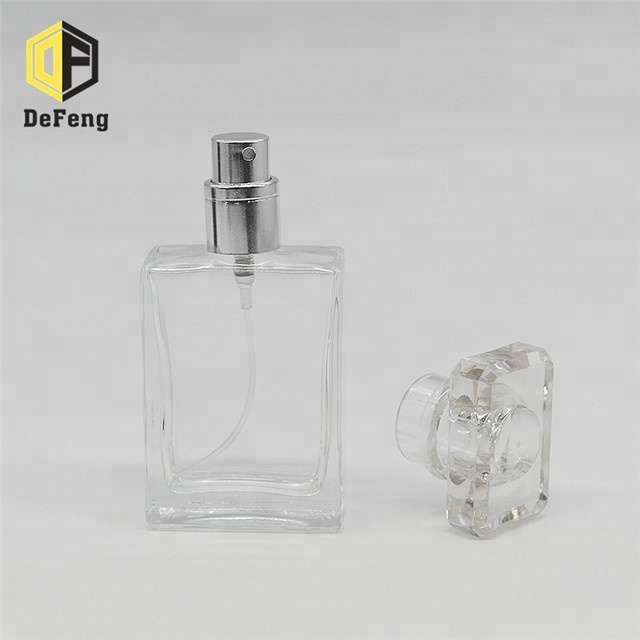 30ml Rectangle clear black perfume glass bottle glass perfume spray bottle