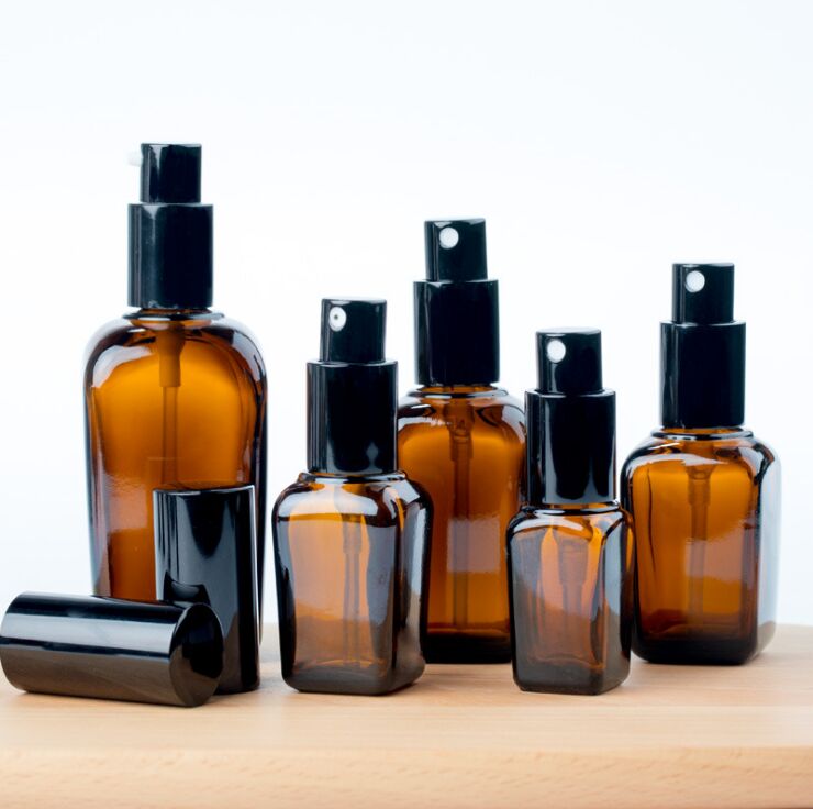 30ml Square Amber Glass Spray Bottle Lotion Bottle for essential oil