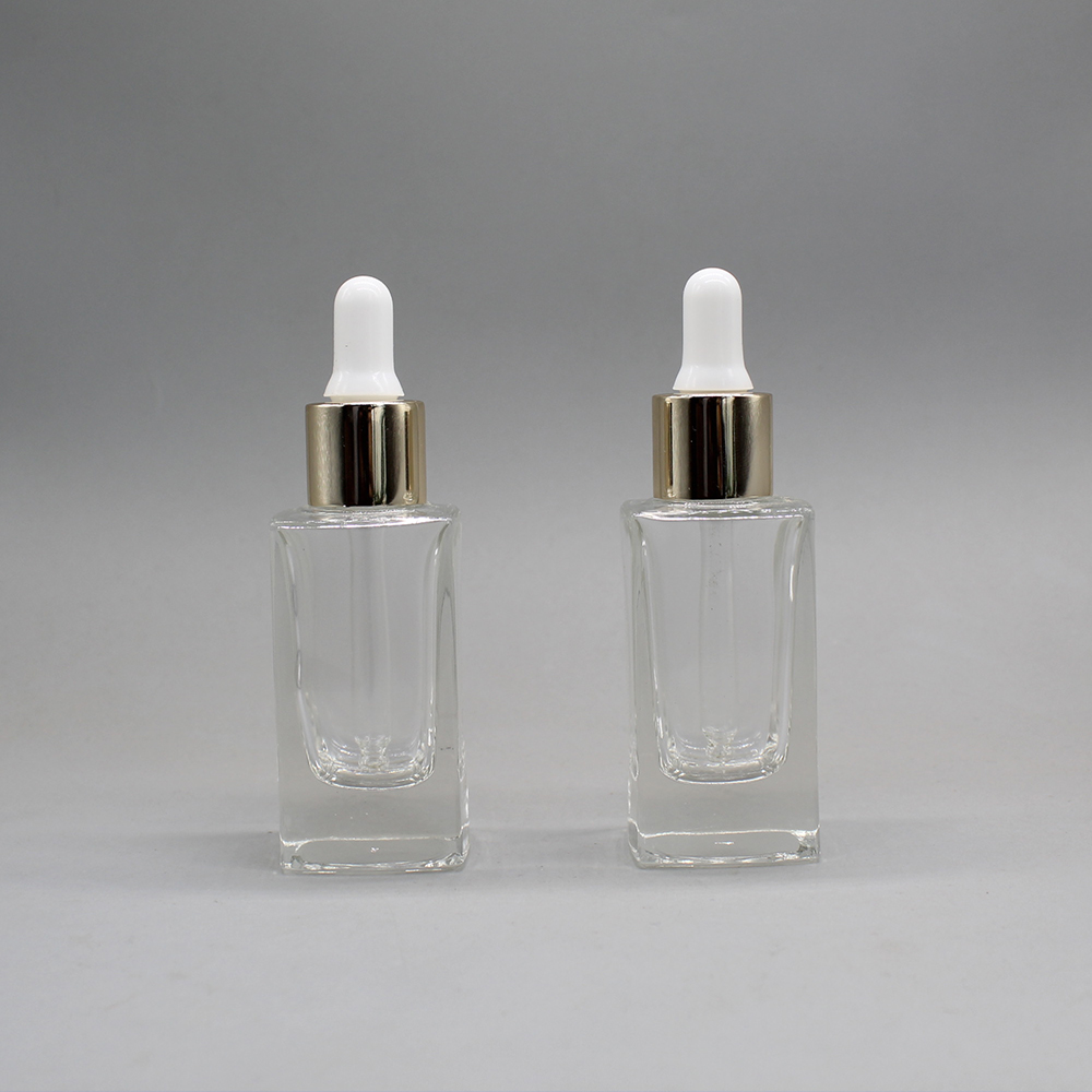 30ml Square Glass Cosmetic Dropper Bottle with Dropper