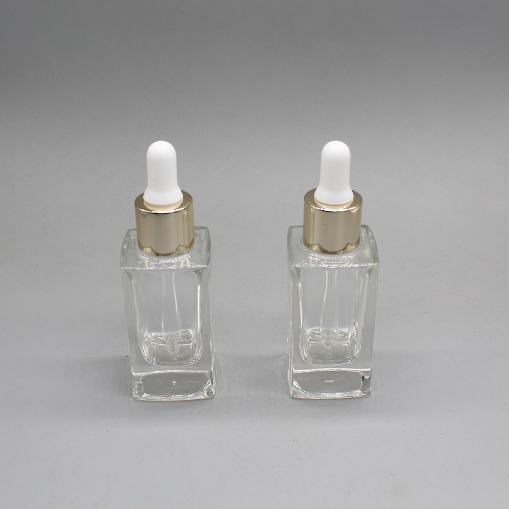 30ml Square Glass Cosmetic Dropper Bottle with Dropper
