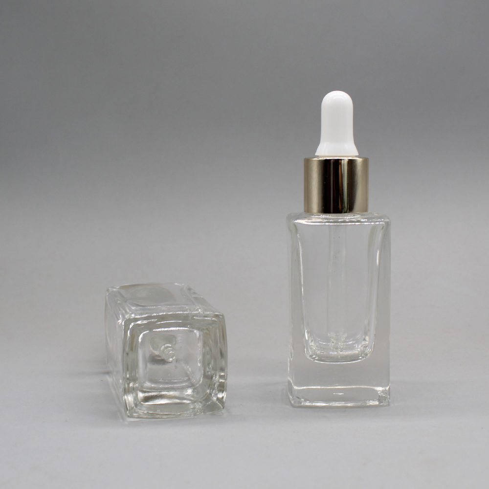 30ml Square Glass Cosmetic Dropper Bottle with Dropper