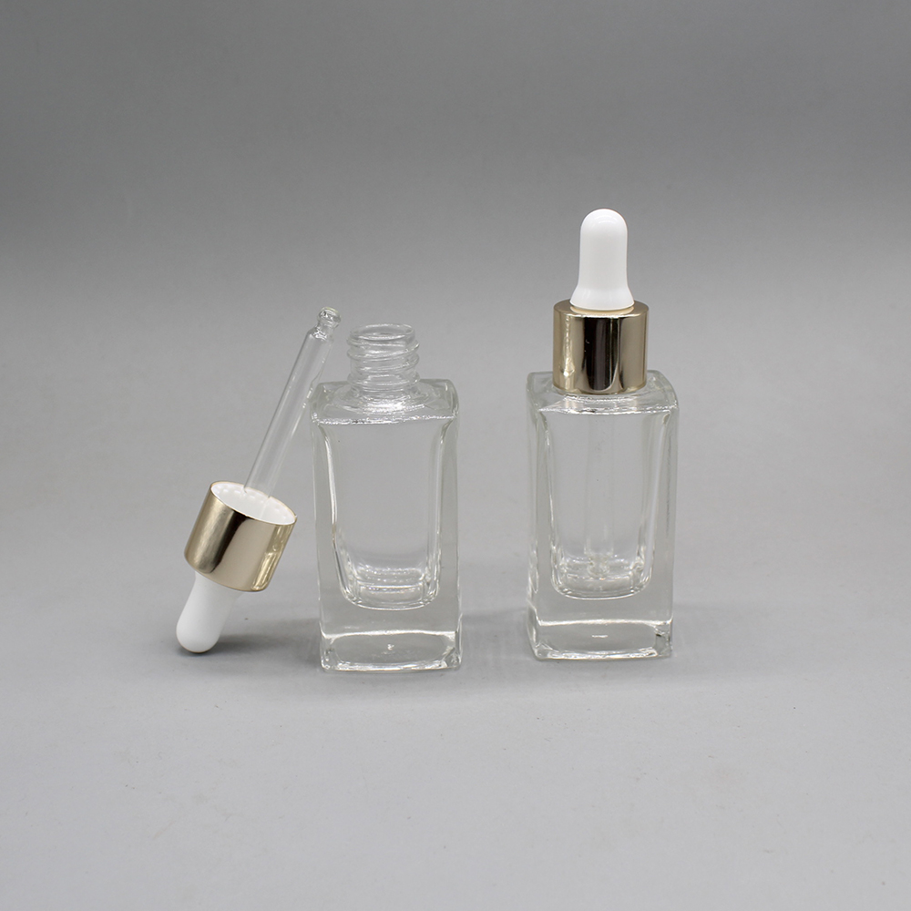 30ml Square Glass Cosmetic Dropper Bottle with Dropper