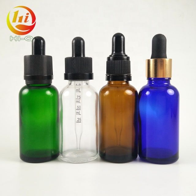 30ml Transparent green amber blue measure graduation dropper pipette 1oz 30 ml glass essential oil bottle