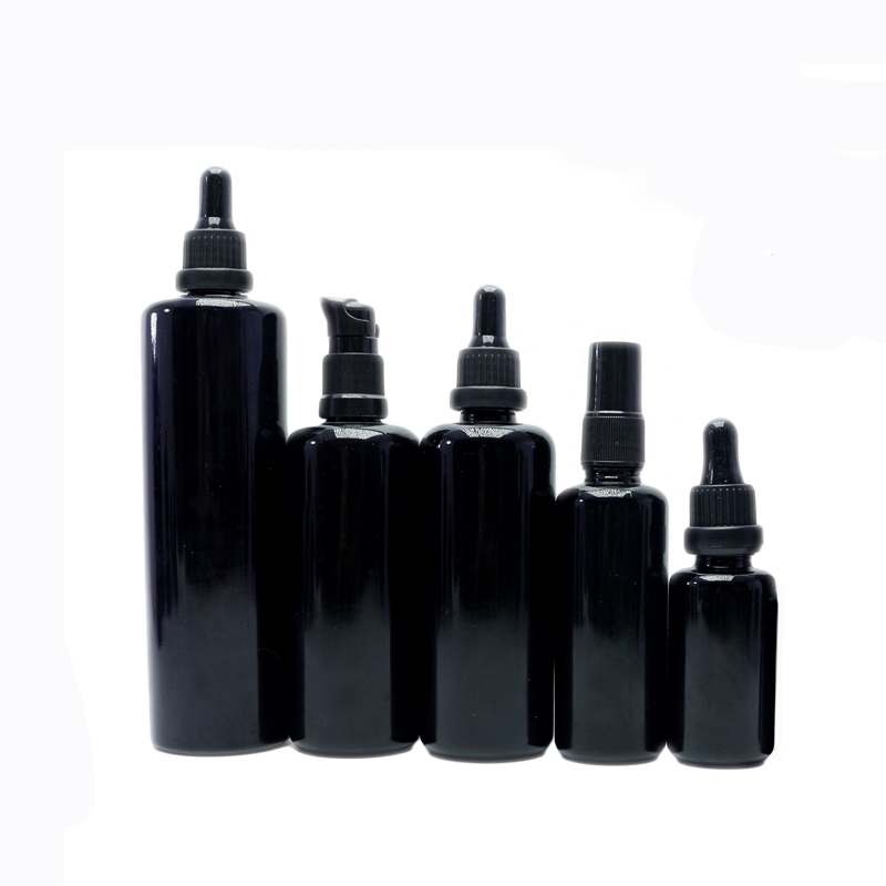 30ml UV-proof dark violet glass pump bottle and essential oil dropper bottle