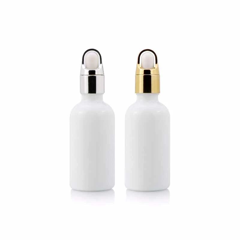 30ml White glass essential oil euro dropper cosmetic bottle with child-resistant cap and orifice reducer