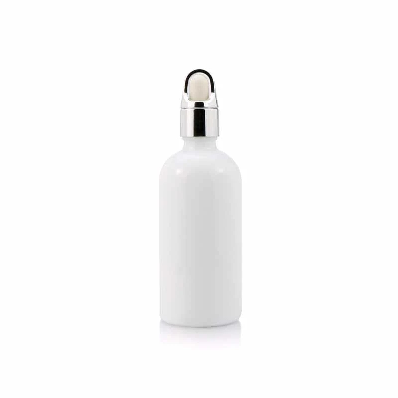 30ml White glass essential oil euro dropper cosmetic bottle with child-resistant cap and orifice reducer
