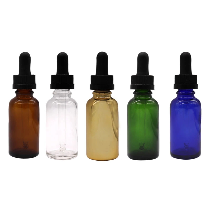 30ml White glass essential oil euro dropper cosmetic bottle with child-resistant cap and orifice reducer