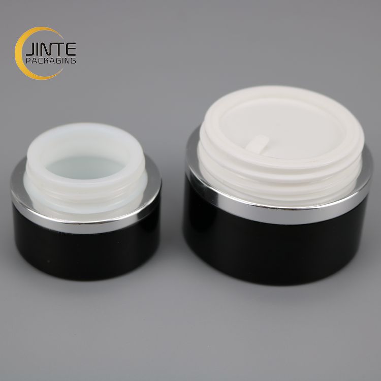 30ml Wholesale Luxury Black Cosmetic Container Empty Aluminum Jar for Face Cream