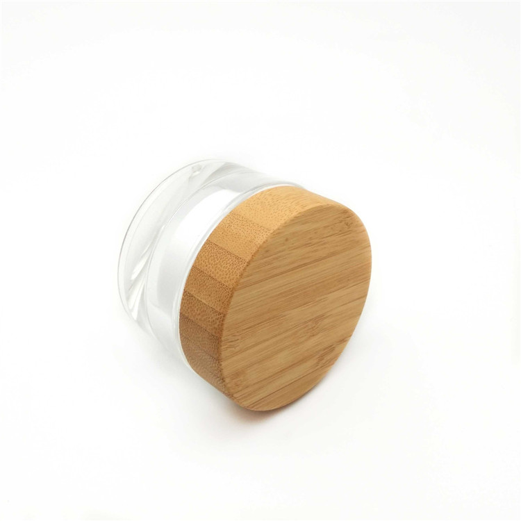 30ml acrylic glass jars for skin care cream with natural bamboo caps