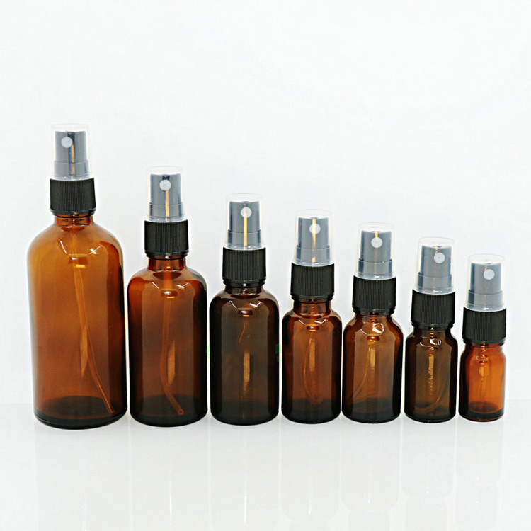 30ml amber essential oil bottle with spray/pump brown perfume atomizer