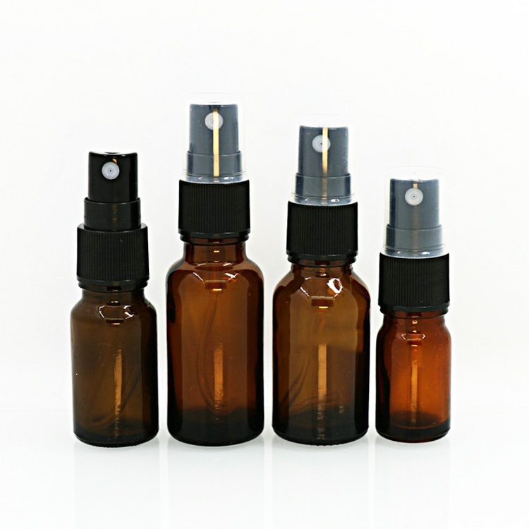 30ml amber essential oil bottle with spray/pump brown perfume atomizer
