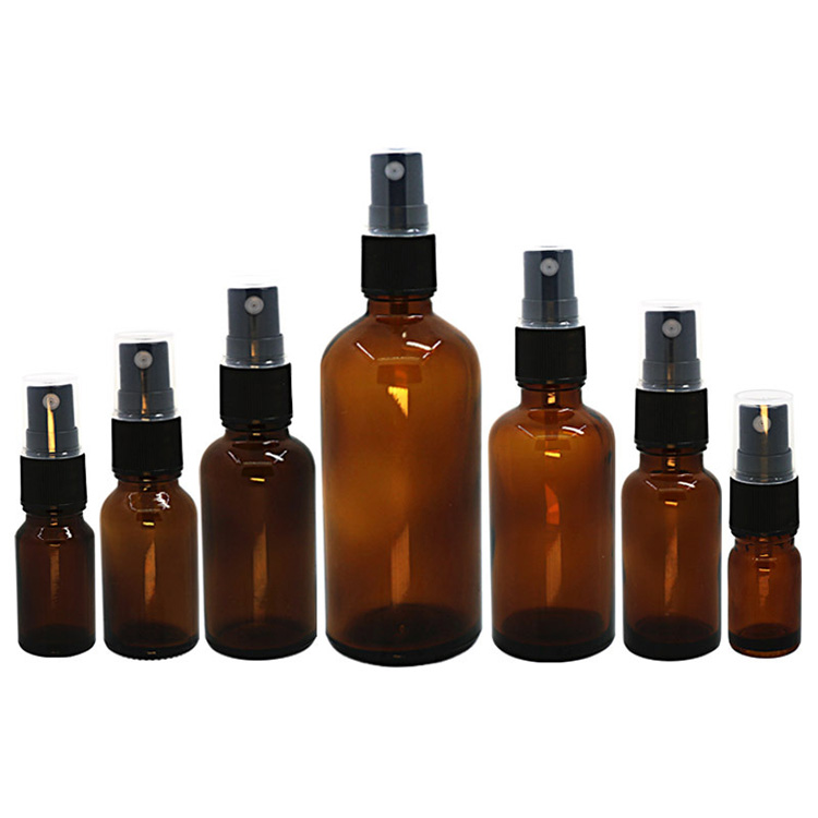 30ml amber essential oil bottle with spray/pump brown perfume atomizer