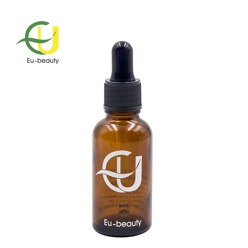 30ml amber glass essential oil bottle with black plastic dropper pipette
