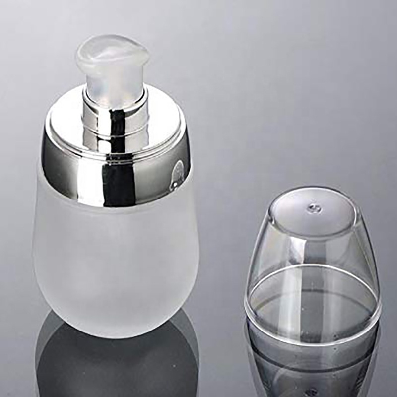 30ml and 1oz Transparent With Silver Ring Glass Pump Bottles Dispenser Jars